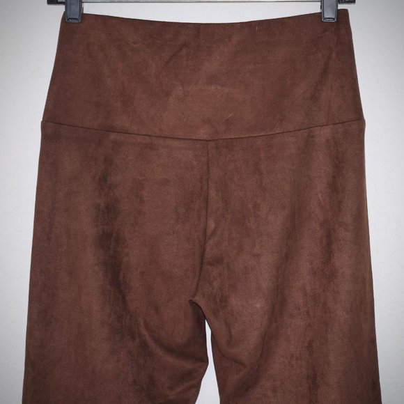 Ala von Auersperg Flared Leg Stretch Pants S Brown Micro Suede Polyester Luxury - Picture 6 of 10